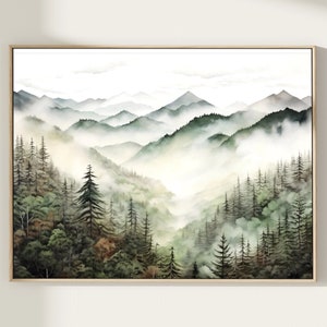 Great Smoky Mountains National Park Travel Print, Great Smoky Mountains Art, Poster Print, Painting Decor, Tennessee and North Carolina, USA