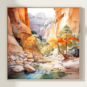 Zion National Park Travel Poster, Zion Wall Art Print, Zion Travel Art Poster, Square Wall Art, Zion National Park Home Decor Gift