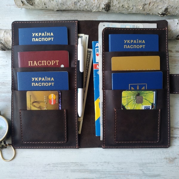 Family passport holder , 6 passport holder /leather travel wallet\ 4 passport holder \ 8 passport holder\ 10 passport holder/Christmas gift