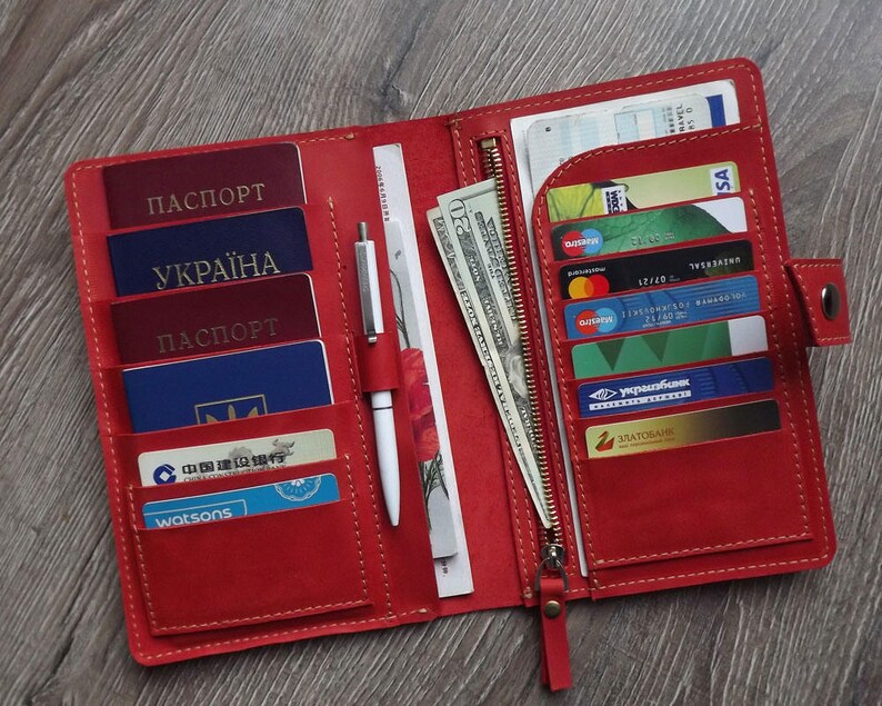 Family Passport Holder/leather Travel Wallet/ 4 Passport Etsy