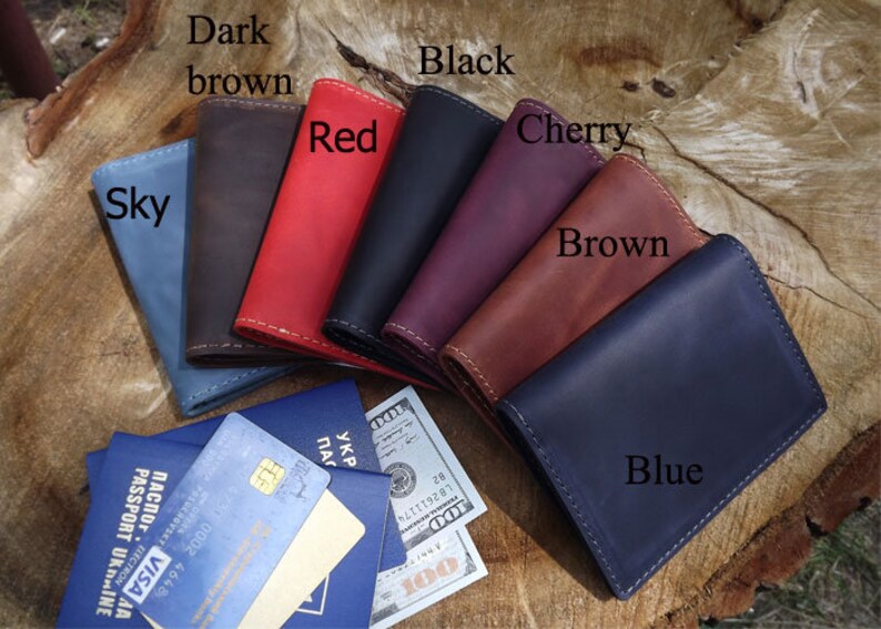 Monogramed leather two passports holder /Personalized Leather Etsy