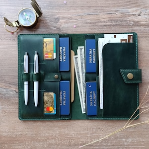 Portefeuille de voyage en cuir/Porte-passeport familial/4,6,8,10 Étui de passeport/portefeuille de voyage familial/carte d'embarquement/organisateur de documents de voyage familial