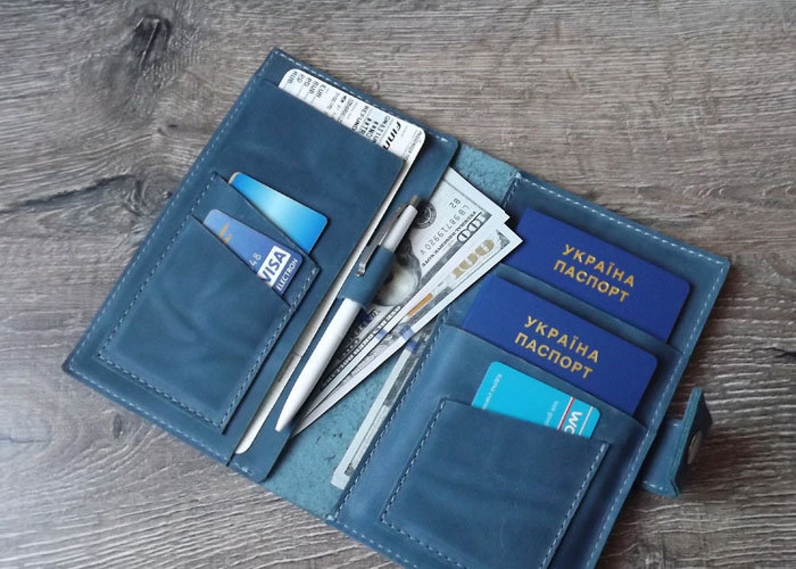 Family passport holder /Monogramed Leather travel wallet/ Etsy