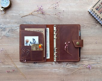 A6 binder, ring binder planner, 6 Ring binder, Reusable Planner Cover, Travel Notebook Cover, A6 planner, Premium leather gift, Gift idea