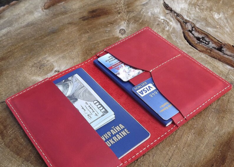 Monogramed leather two passports holder /Personalized Leather Etsy