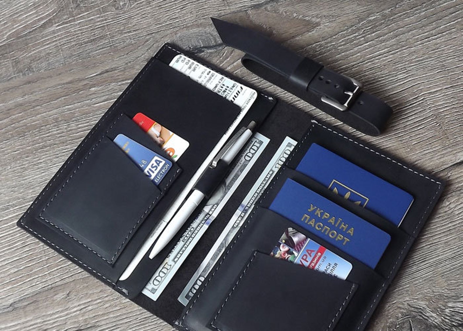 Family passport holder /Monogramed Leather travel wallet/ Etsy