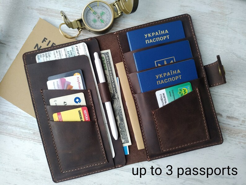 Leather Travel Wallet Family Passport Holder Leather Family Etsy