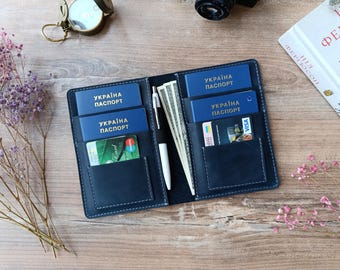 Family Travel Wallet for 4 Passports | Leather Passport Holder | Leather Travel Organizer | Gift for Travelers | Family passport holder