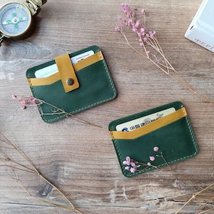 Kartenetui aus Leder / Kartenetui / Ledergeldbörse / Personalisiertes Ledertaschenportemonnaie / Kartenetui / Minimalistisches Portemonnaie / Schlankes Portemonnaie