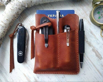 Leather EDC Wallet/edc slip case  passport wallet/EDC pocket organizer/edc organizer/edc/pocket organiser/Leather edc organizer/EDC pouch