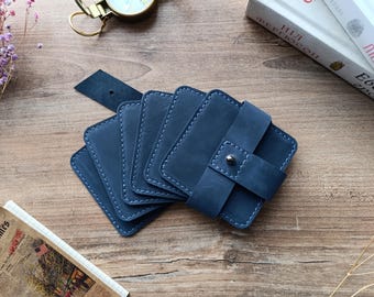 Leather Coaster Set 6 | Handmade Drink Mats | Minimalist Leather Coasters | Set of 6 Premium Cup Holders | Modern Leather Drink Coasters