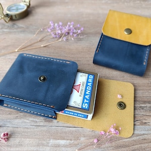 Estuche de cuero para naipes, Estuche de viaje para naipes, Estuche para cartas de póker, Regalo para el novio, Regalo para él, Estuche para tarjetas de presentación