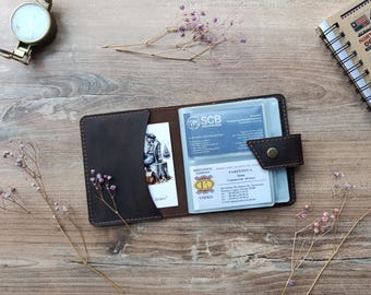 Personalized LEATHER CARD ORGANIZER, Business card holder, credit card holder, business card case, credit card case, leather card wallet