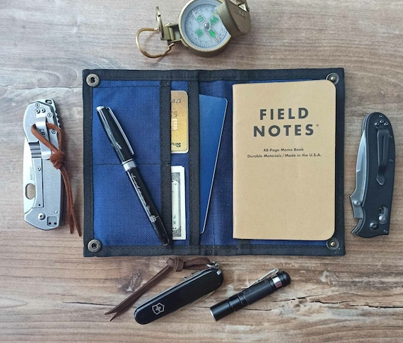 Keep track of the details with a Field Notes wallet. Holds Field Notes  brand notebook, pen and any other small items you need to keep organized.