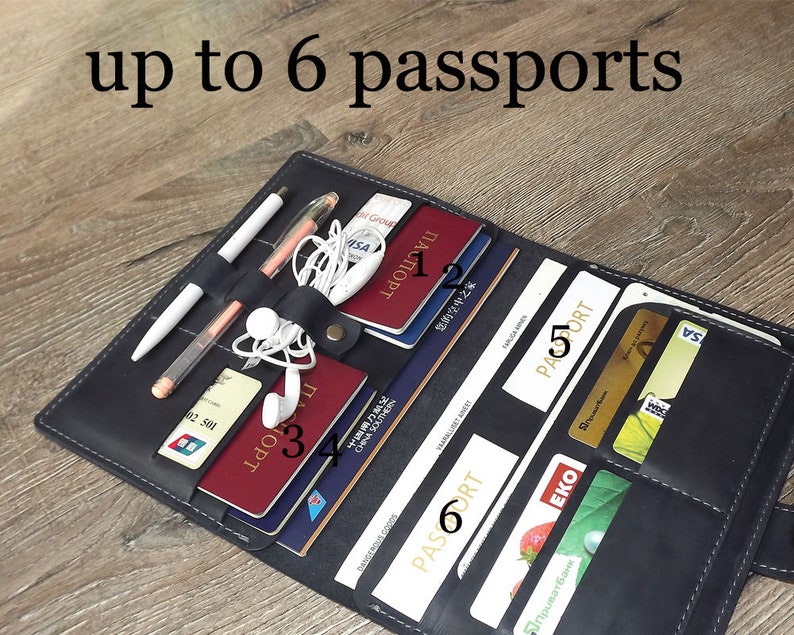 Monogramed Leather Travel Wallet/family Passport Etsy