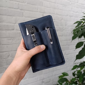 Organizador EDC de cuero, funda para notas de campo, billetera EDC, billetera de viaje, estuche EDC, organizador de bolsillo EDC, estuche para bloc de notas, soporte para bolígrafo, estuche para cuchillos