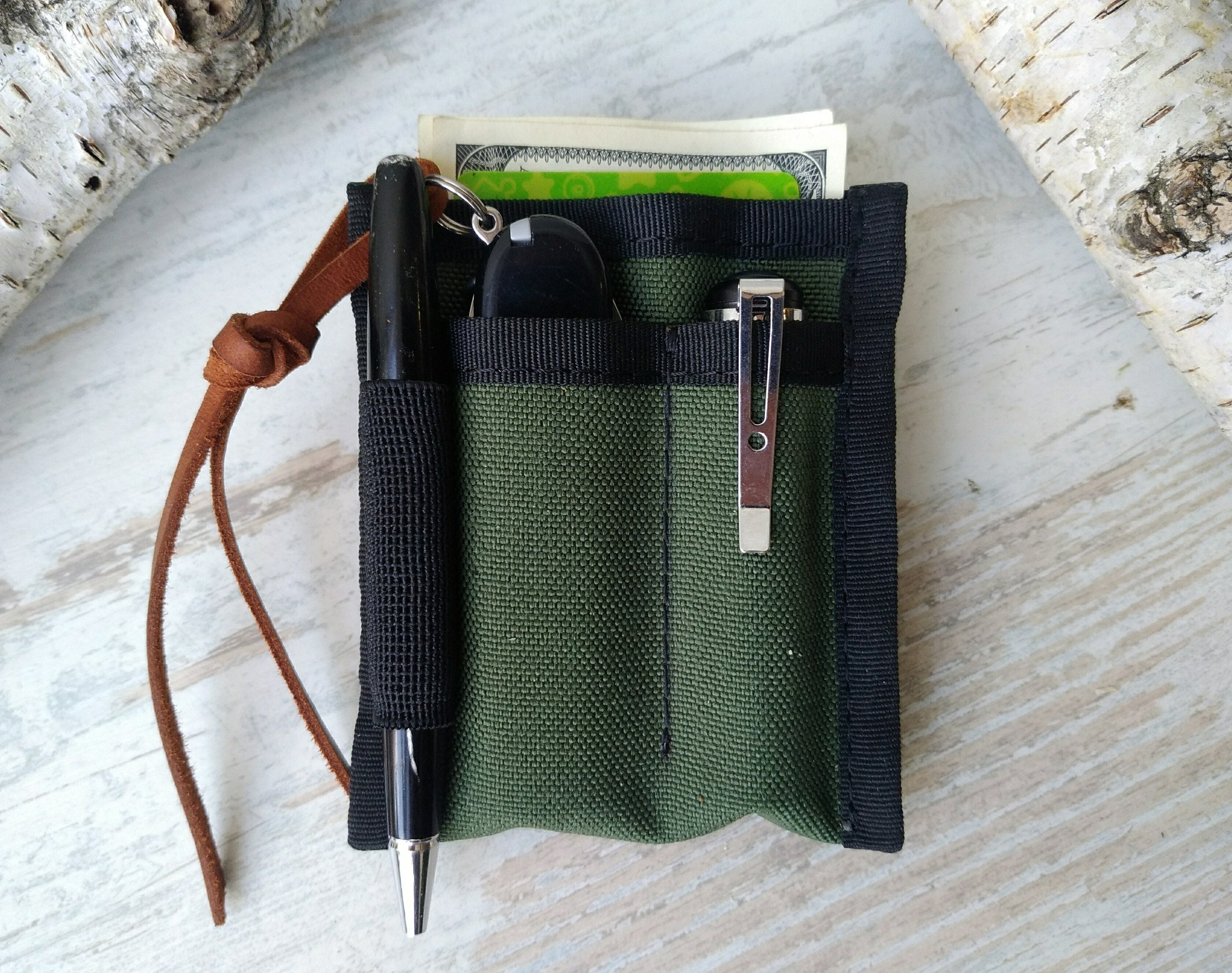 RAWHYD Waxed Canvas EDC Pocket Organizer, Compact EDC Pouch for Men, and  Multi-Tool EDC Wallet, Grey 
