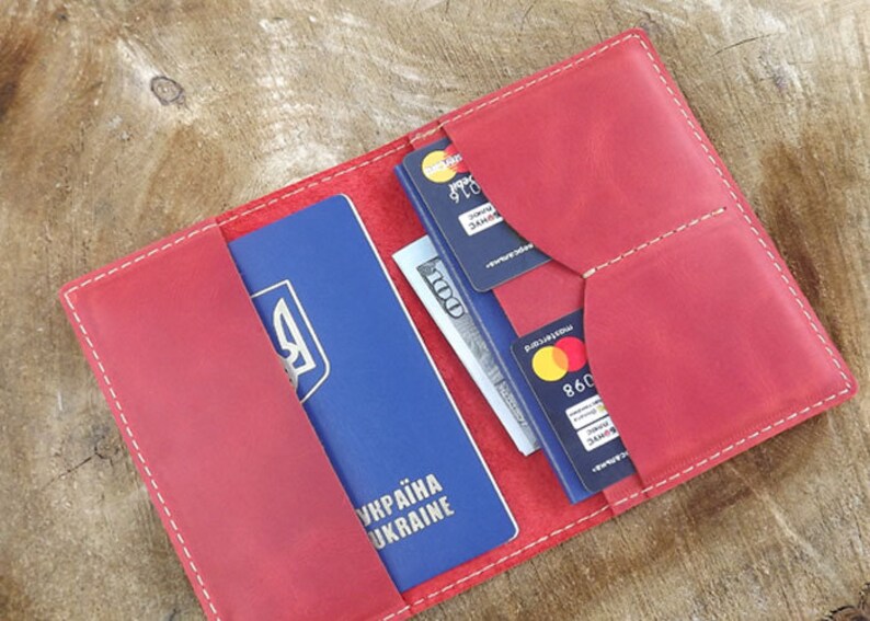 Monogramed leather two passports holder /Personalized Leather Etsy