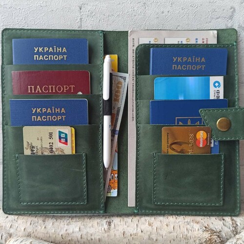 Family Passport Holder 4 Leather Travel Wallet/ Family Etsy