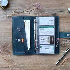 Personalized LEATHER CARD ORGANIZER, Business card holder case, desktop case for business cards, personalized leather photo album, gift
