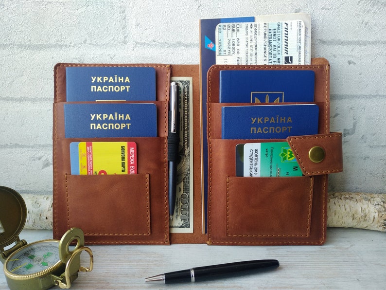Family Passport Holder /leather Travel Wallet 4 Passport Etsy