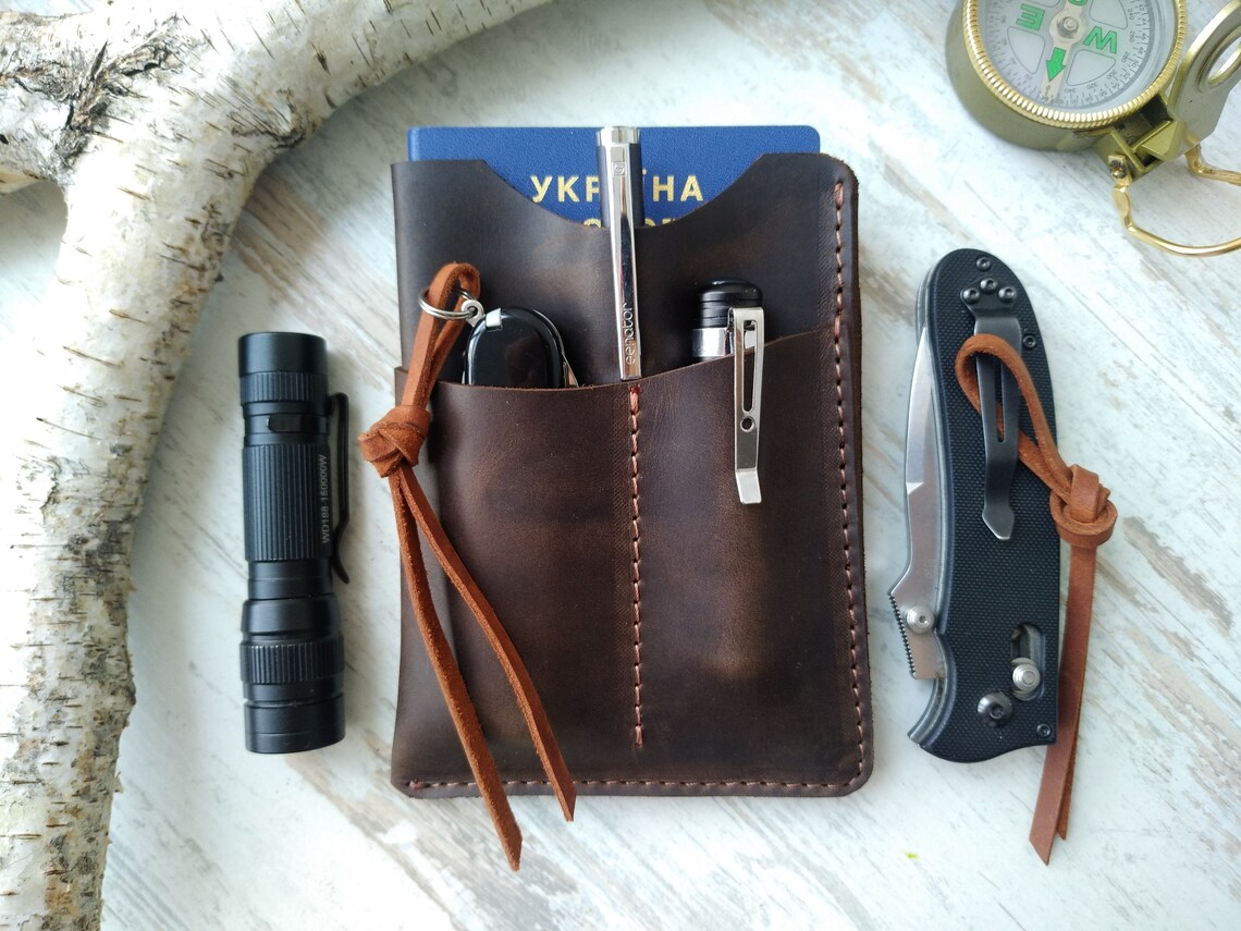 Leather EDC Wallet/edc Slip Case Passport Wallet/edc Pocket Etsy