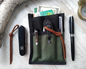 Edc pouch/Edc Slip case/ EDC pocket organizer/ field note case/ minimalist Notebook/edc gear/mens Notebook case/EDC Wallet/edc