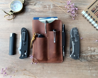 EDC pocket  organizer/ field notes/EDC gear/ leather pocket organizer/ edc pouch/organizer for field notes/Everyday carry leather organizer
