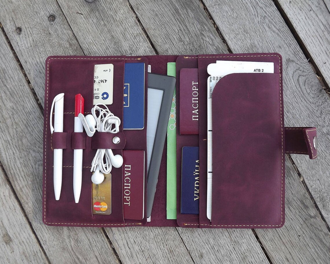Travel wallet/leather travel wallet/family passport holder/4 Etsy