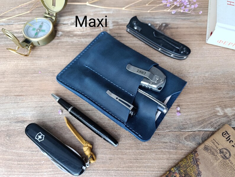 EDC pouch /Edc pocket /Leather EDC Wallet/ EDC pocket organizer/ edc organizer/ pocket organiser/ Leather edc pocket Slip/ edc gear image 5