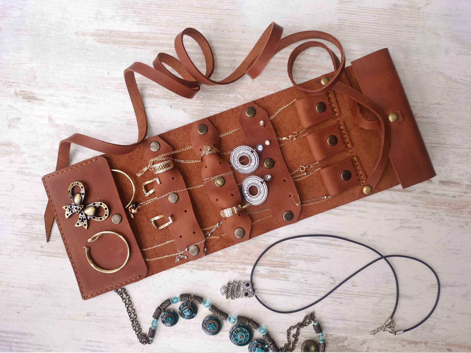 Organizer Jewelry leather Jewelry roll Personalized Etsy