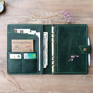 A5 Ringbuchplaner, A5 6er-Ordner, Personalisierter A5 Leder Nachfüllplaner, A5 Leder Organizer Planer, Reisenotizbuchhülle