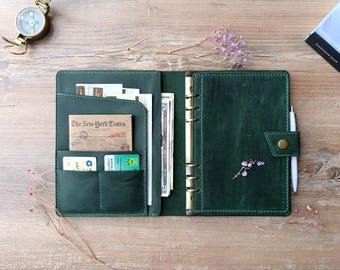 A5 ring binder planner, А5 6 binder, Personalized A5 Leather Refillable Planner Binder, A5 Leather Organizer Planner, Travel Notebook Cover