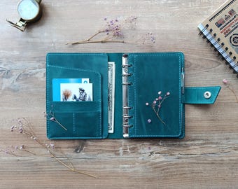 A6 Leather Ring Binder, 6 Ring Organizer, Reusable Planner Cover, A6 ring binder planner, Travel Notebook Cover, leather planner, gift