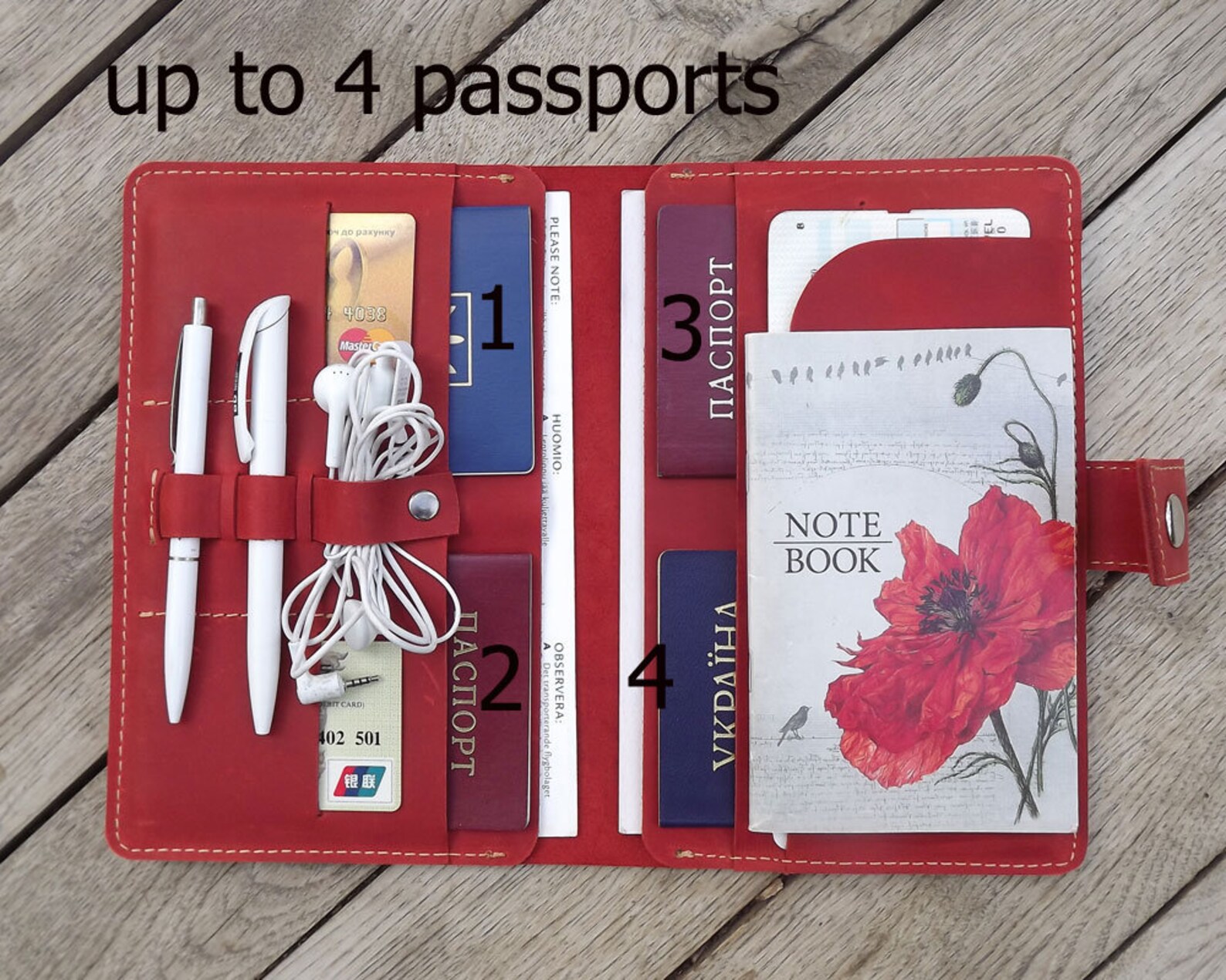 Leather Travel Wallet/family Passport Holder/46810 Passport Etsy