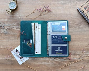 Leather Ring Binder, Personalized Photo Album, Leather Card Holder Organizer, Mini Photo Album, Business Card Binder, LEATHER CARD ORGANIZER