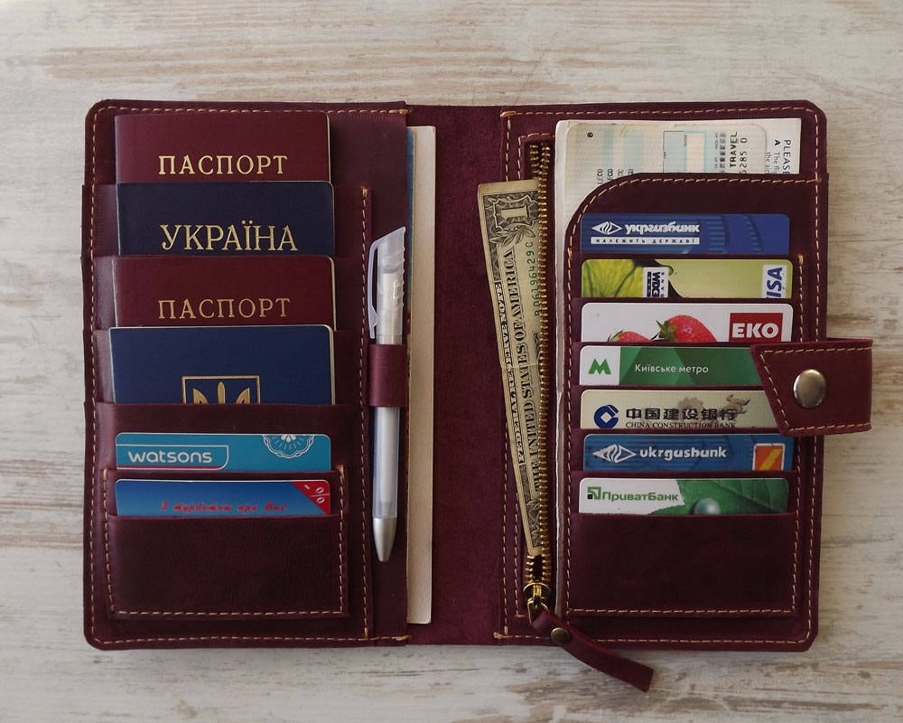 Family Passport Holder/leather Travel Wallet/ 4 Passport Etsy