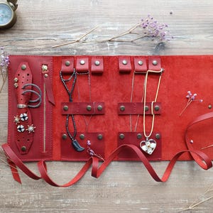 Jewelry Organizer, leather Jewelry  roll, Personalized Jewelry, Travel jewelry roll,  Travel Jewelry case, Bridesmaid Gifts, necklace case