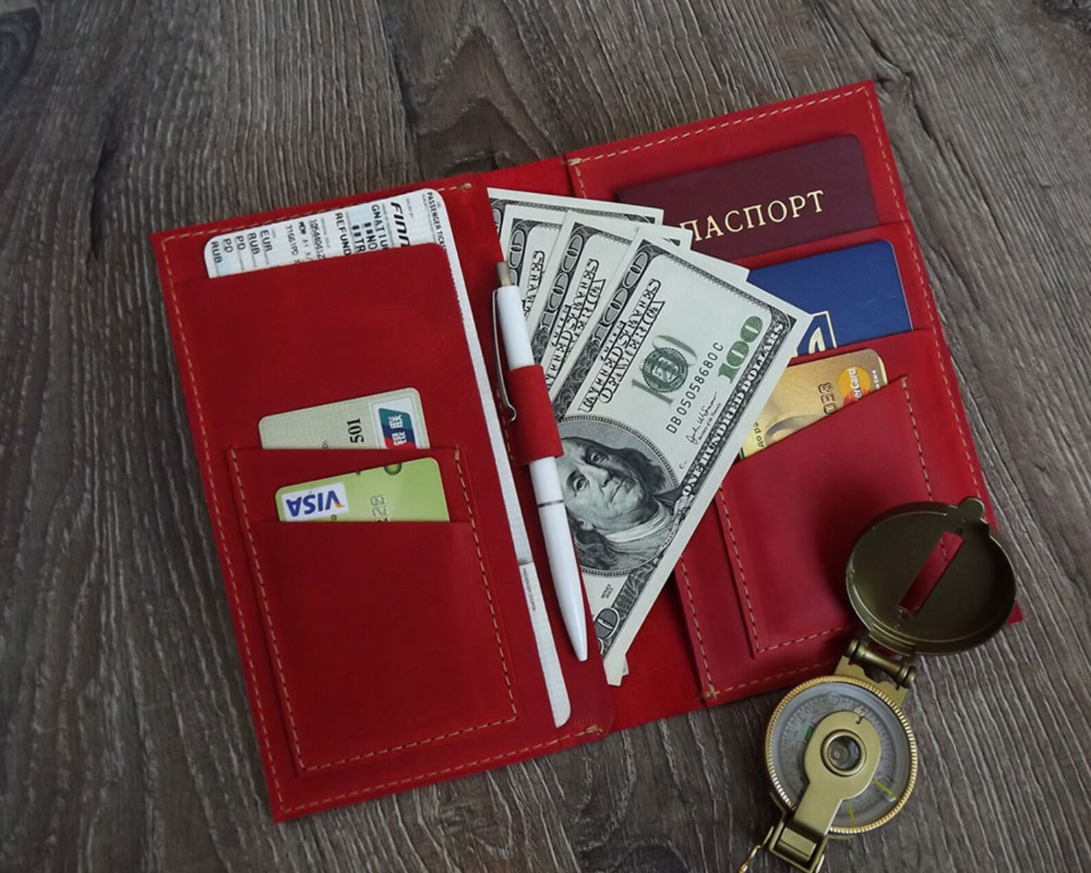 Leather Travel Wallet Family Passport Holder Leather Family Etsy