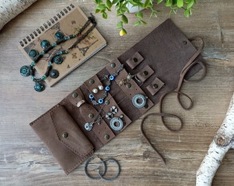 Reise-Schmuckrolle, Leder-Organizer, Schmuck, personalisierter Schmuck, Reise-Schmucketui, Brautjungfern-Geschenke, Halsketten-Etui, Weihnachtsgeschenk