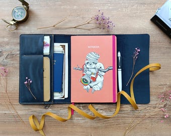 Leather Diary Cover, Notebook Cover A5, Leather Organizer, Personalized Cover A5, Moleskine Diary cover, Travel organizer for notebook, gif
