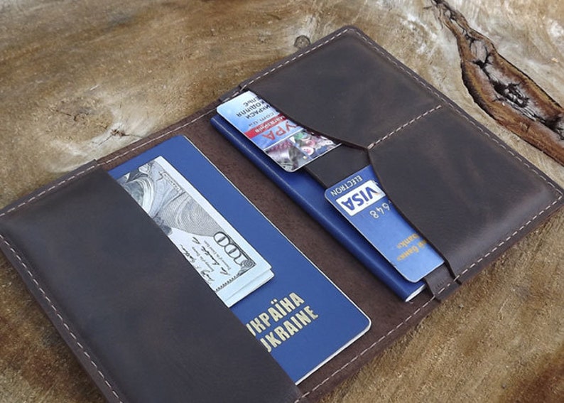 Monogramed leather two passports holder /Personalized Leather Etsy
