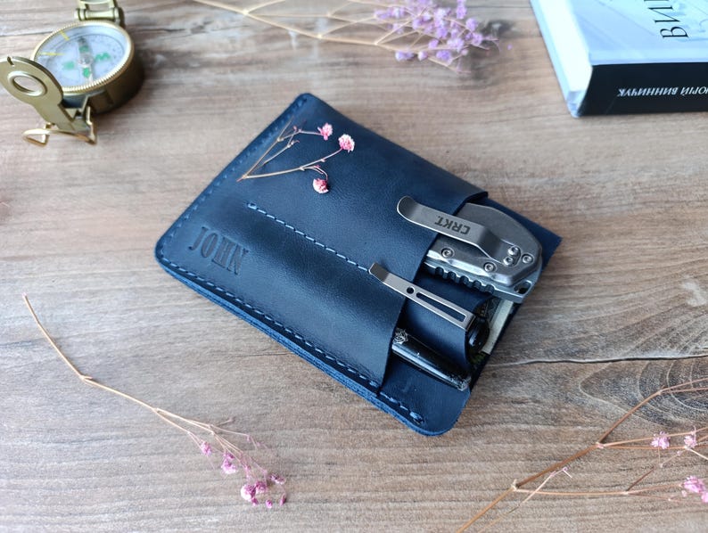 EDC pouch /Edc pocket /Leather EDC Wallet/ EDC pocket organizer/ edc organizer/ pocket organiser/ Leather edc pocket Slip/ edc gear image 1