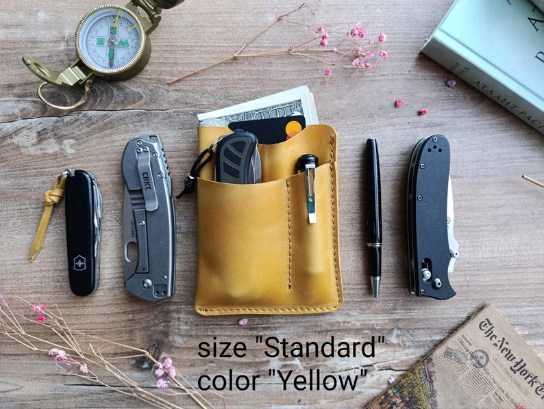 EDC pouch /Edc pocket /Leather EDC Wallet/ EDC pocket organizer/ edc organizer/ pocket organiser/ Leather edc pocket Slip/ edc gear image 3