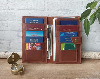 6 passport holder/Leather travel wallet/Family passport holder /travel case /4 passport holder /8 passport holder/ 10 passport holder