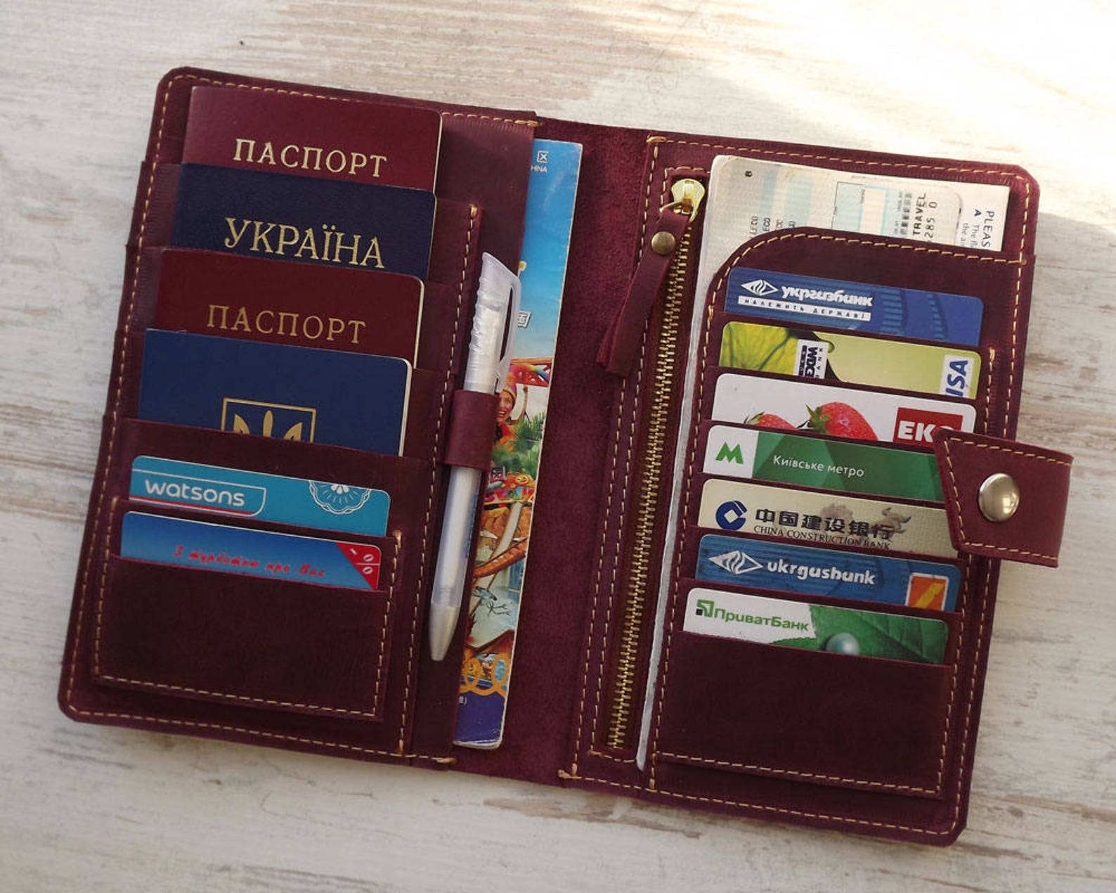 Family Passport Holder/leather Passport Holder/4 Passports Etsy