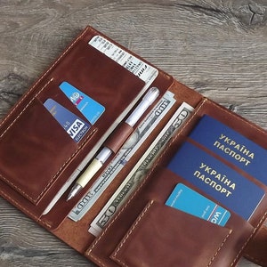 2 passport holder  Family passport holder Leather 3  4 passport holder Monogramed Leather travel wallet leather 2 passports holder