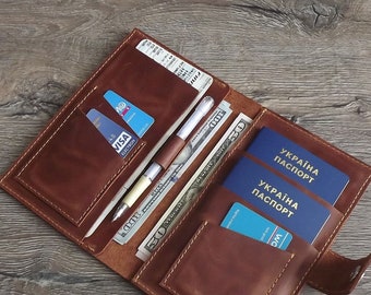 2 passport holder  Family passport holder Leather 3  4 passport holder Monogramed Leather travel wallet leather 2 passports holder