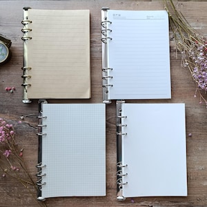 Refill A5 6 holes, additional refill for Leather planner, planner Inserts, 80 sheets (160 pages), A5 paper for leather organizer on rings