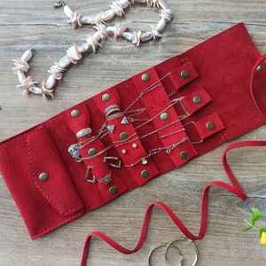 Organizer Jewelry, leather Jewelry roll,Personalized Travel jewelry roll,  Jewelry case, Bridesmaid Gifts, necklace case, Christmas gift